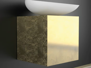 LEONARDO CUBUS GOLD LEAF KOOL MAX WHITE - Wall-mounted vanity unit by Glass Design - view 2